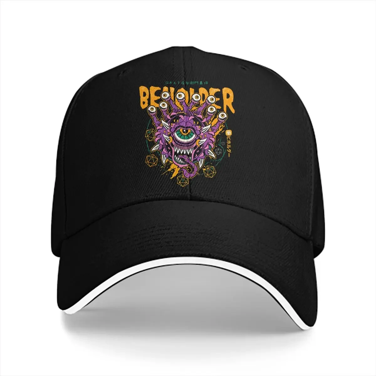 Washed Men's Baseball Cap Beholder and Dices Sports Snapback Caps Dad Hat DND Game Hats