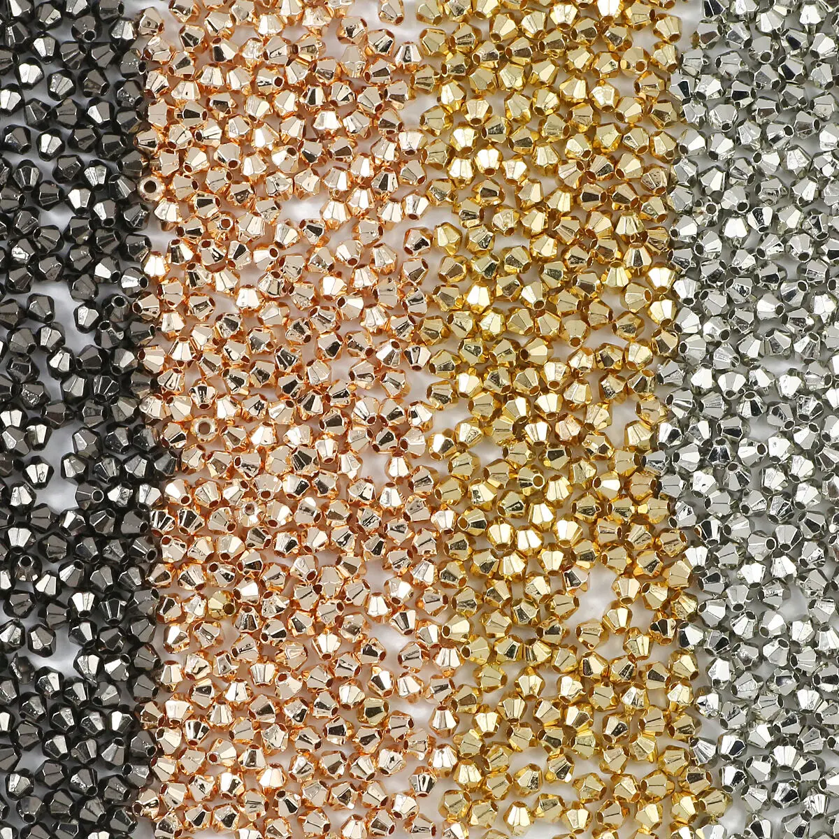 100-400 Uds. Cuentas acrílicas bicono de Color dorado de 4mm, cuentas sueltas plateadas de Color plateado para fabricación de joyería, accesorios para collar y pulsera DIY