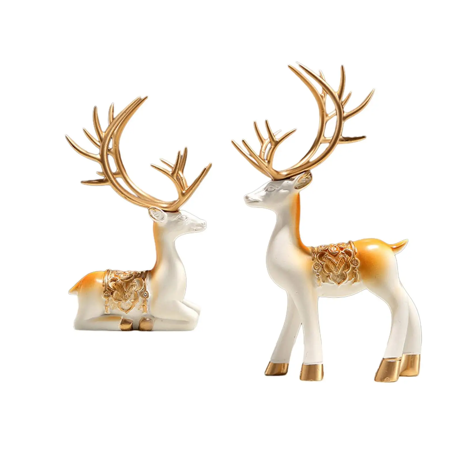 Reindeer Resin Sculpture Couple Deer Figurine Statue Miniature Figurine Deer Statue for Living Room Housewarming Gifts Decor