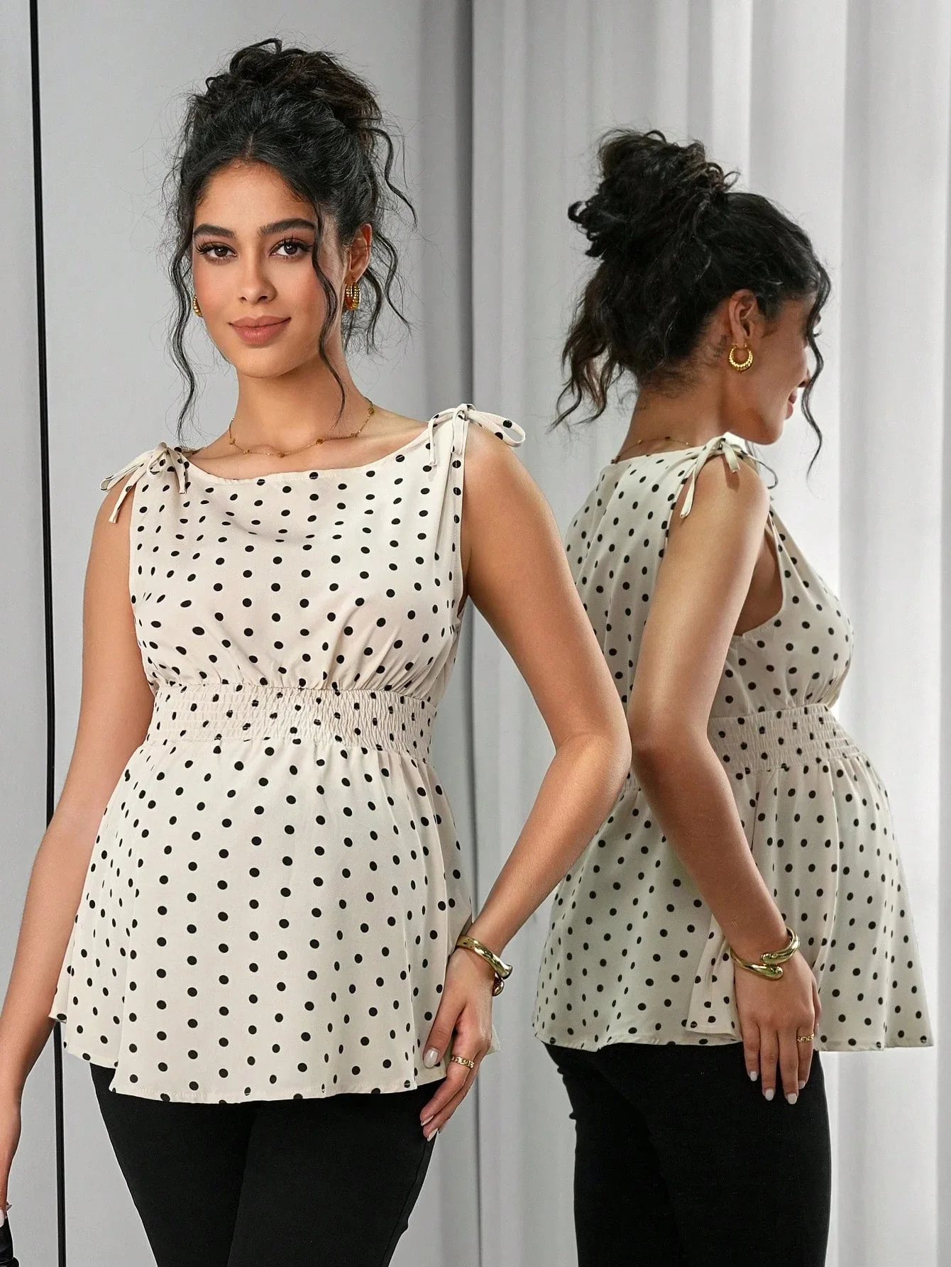 Maternity Clothes Sleeveless Dress Summer Casual Polka Dot Pregnant Women Camisole Tees T-Shirts Tank Top Pregnancy Clothing