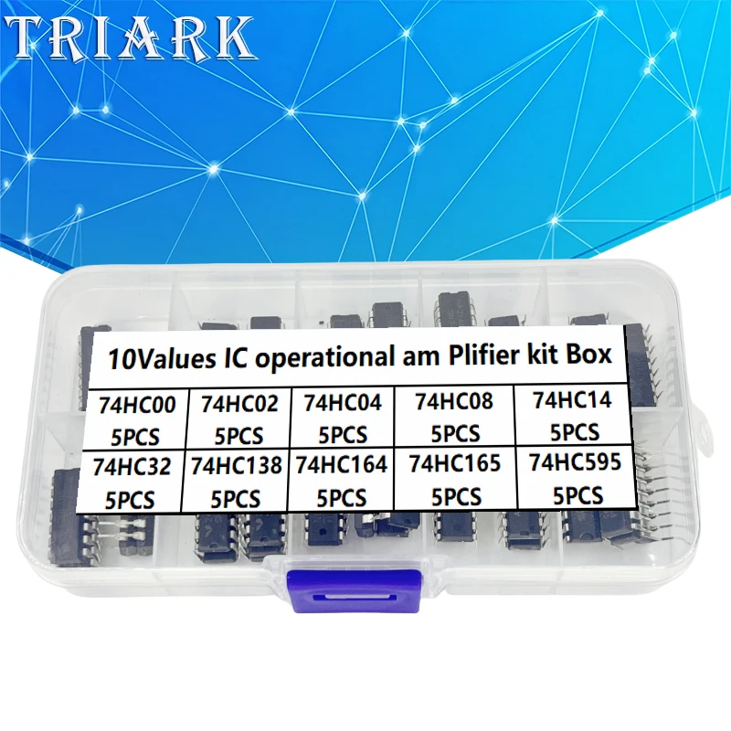 50PCS/Set Electronic Component Assortment Kit 74HC00 74HC02 74HC04 74HC08 74HC14 74HC32 74HC138 74HC164 74HC165 74HC595 Amplifie