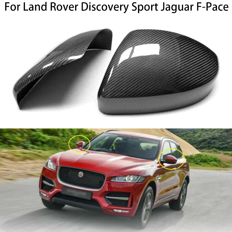 1 Pair Real Carbon Fiber Car Side Rear View Mirror Cover Caps Wing for Land Rover Discovery Sport Jaguar F-Pace 2015-2018