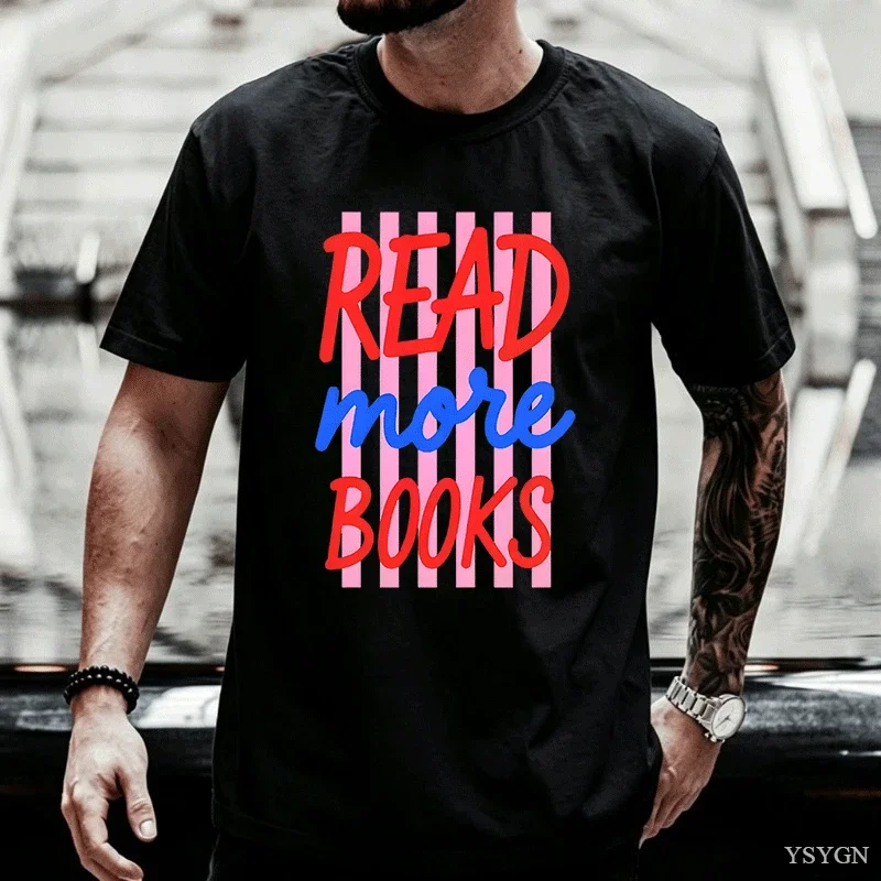READ More Books Graphic T Shirts Casual Cotton Short Sleeve Printed T-shirts Book Lover Bookworm Tshirts men Woman Clothing