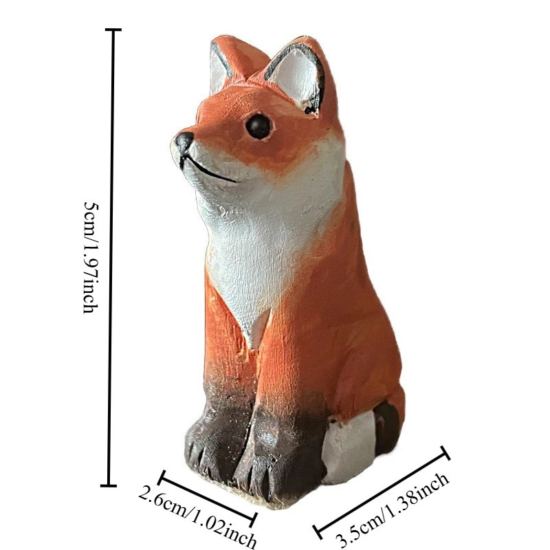 1 PC Hand Carved Wood Fox Figurine Handmade Wooden Craft Ornament Cute Animal Desk Decoration Living Room Office Craft Miniature