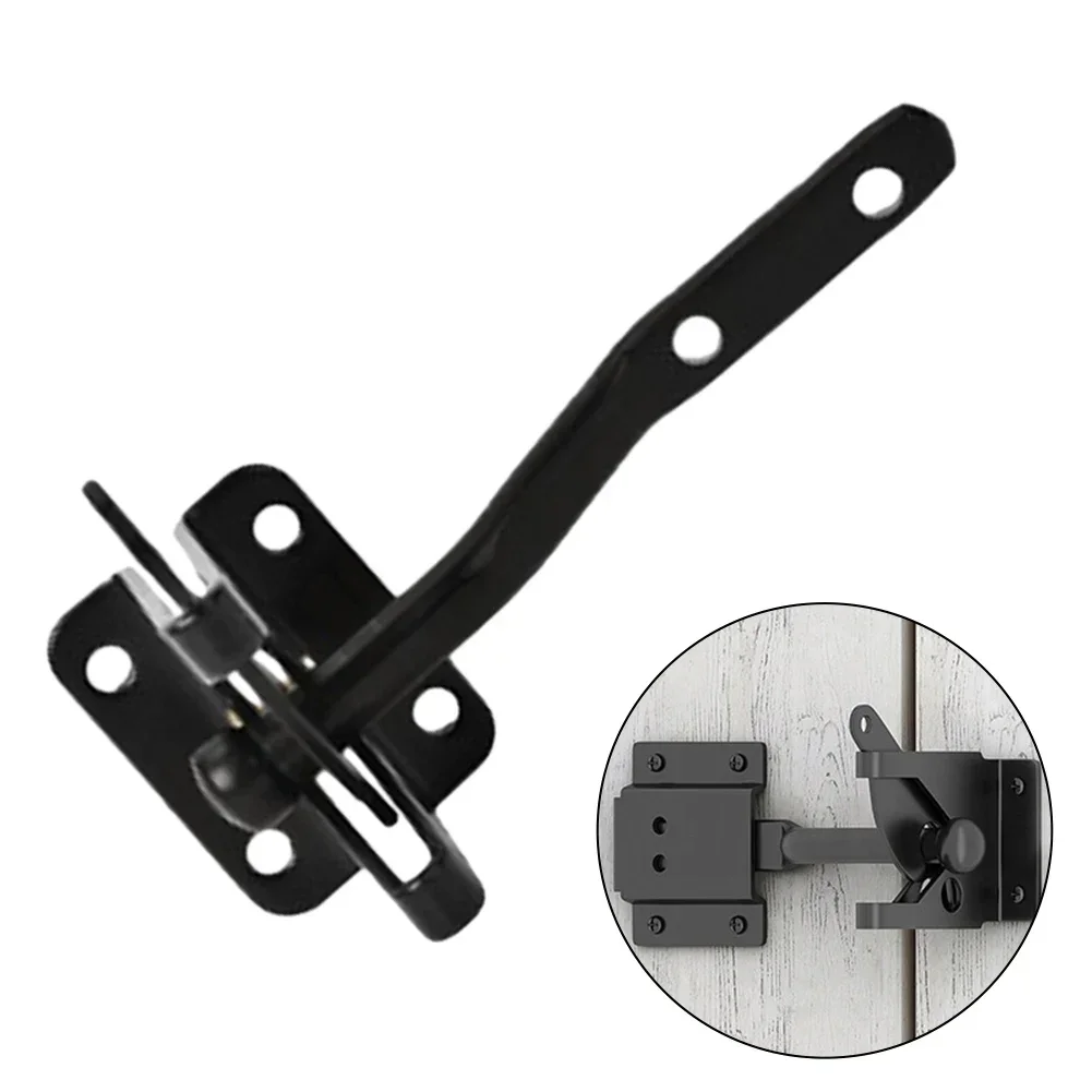 144mm Gate Catch Fence Latch Lock Bolt Self Locking Gate Catch Weather Protection Auto Door Latches Black Door Lock Buckle