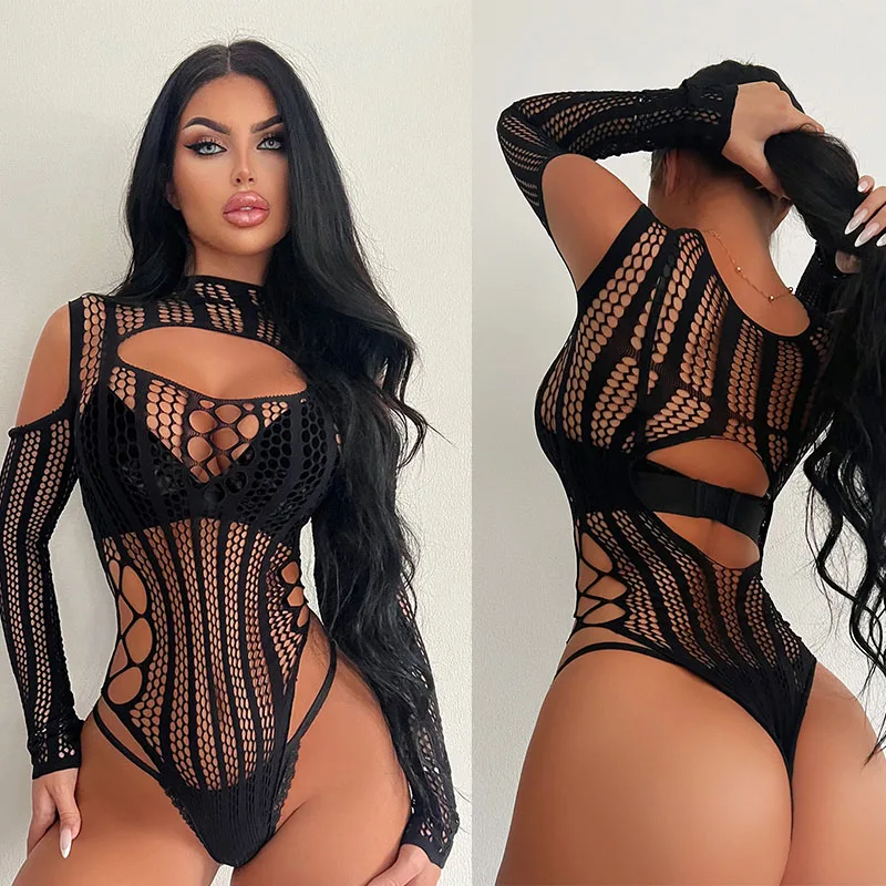 New Sexy Fishnet Bodysuit Women Sexy Lingerie Porn Bodystocking Fancy Lace Underwear Hot Erotic Pajamas Beach Dress Street Set