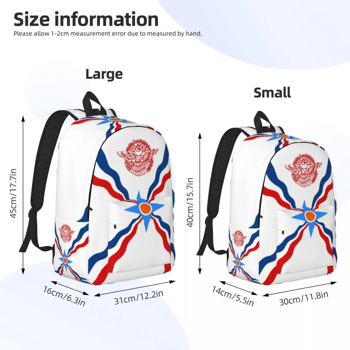 Customized Assyrian Suryoyo Flag Canvas Backpacks Women Men Basic Bookbag for School College Syriac Aram Bags