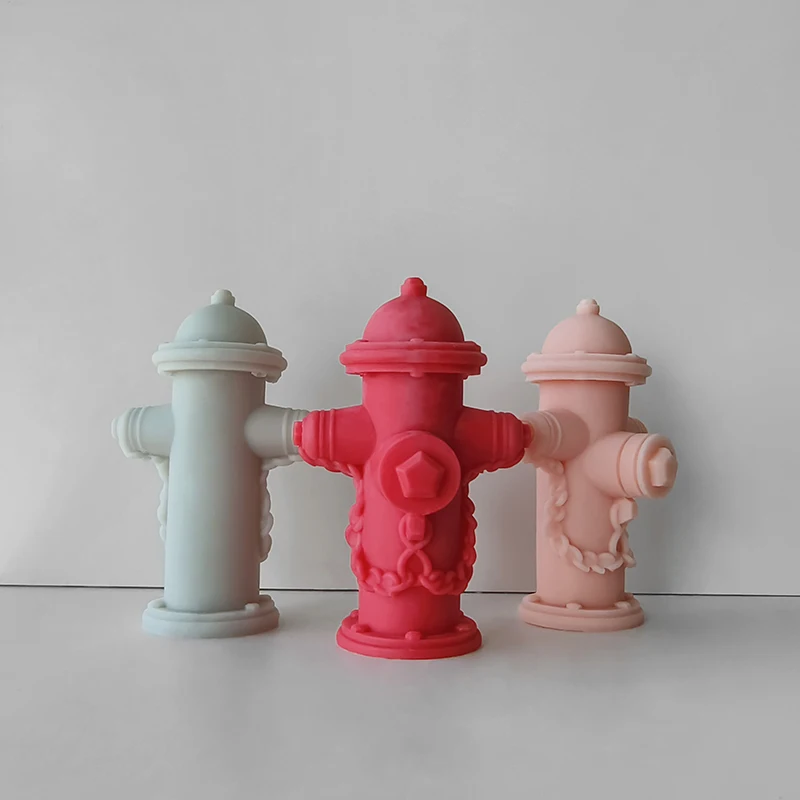 3D Fire Hydrant Silicone Mold DIY Aromatherapy Candle Plaster Simulation Fire Hydrant Gypsum Resin Home Decor Craft Mould
