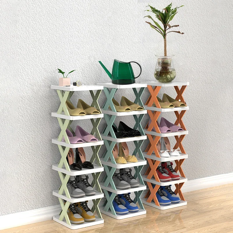 2/6/7/8/9 Layer Stackable Shoe Rack Plastic Multi-layer Shoe Organizer Removable Space Saving Shoes Shelf Door Shoes Cabinets