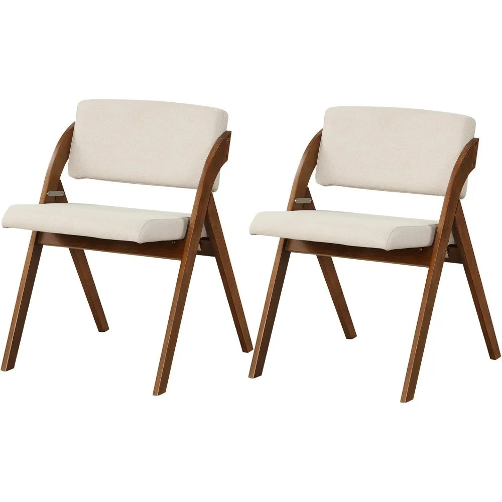 

Folding Dining Chairs Set of 2, Farmhouse Upholstered Accent Chair with Non-Assembly Design, Padded Seat & Cushion Backr