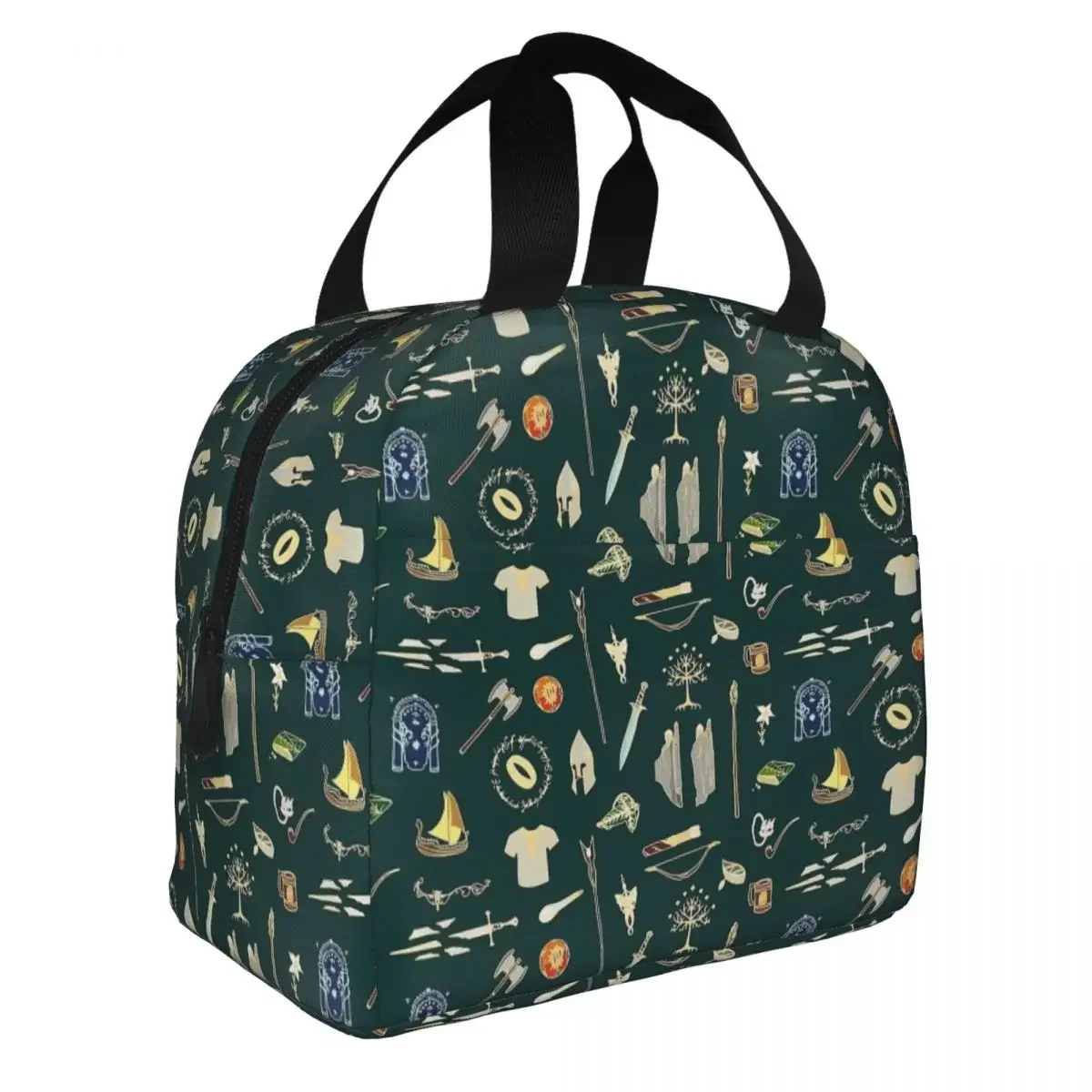 Fantasy Pattern Rex Dinosaur Insulated Lunch Bag Cooler Bag Reusable Portable Tote Lunch Box Men Women School Travel