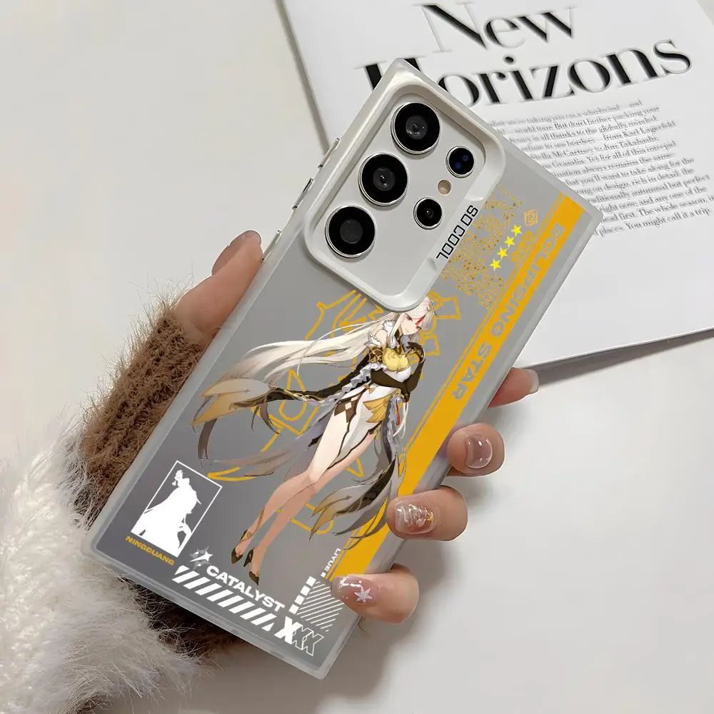 Genshin Impact ruolo carino Cassa Del Telefono Per Samsung Galaxy S25 Edge S24 S23 S22 S21 S20 Ultra Fonda Silicone Argento copertura