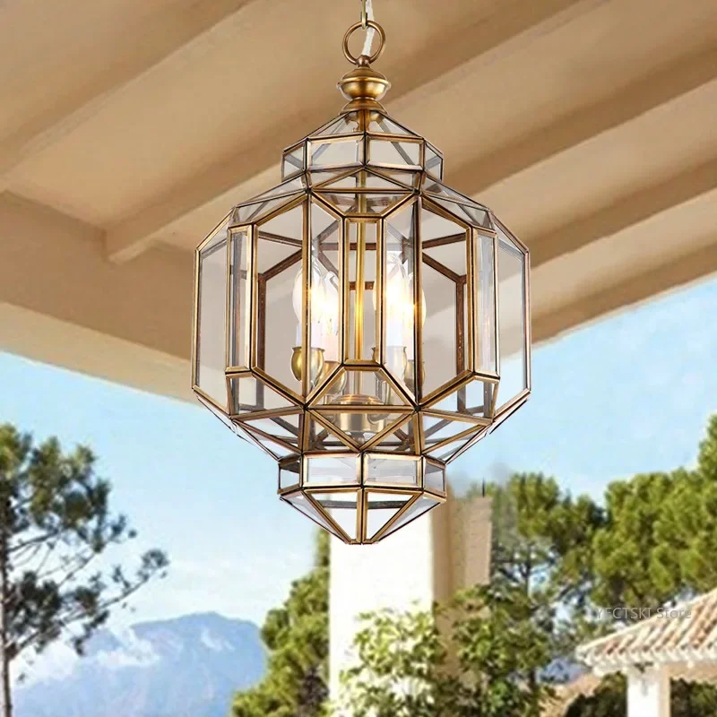 GHJUYIOL American style balcony, foyer, courtyard, simple all copper lamp home