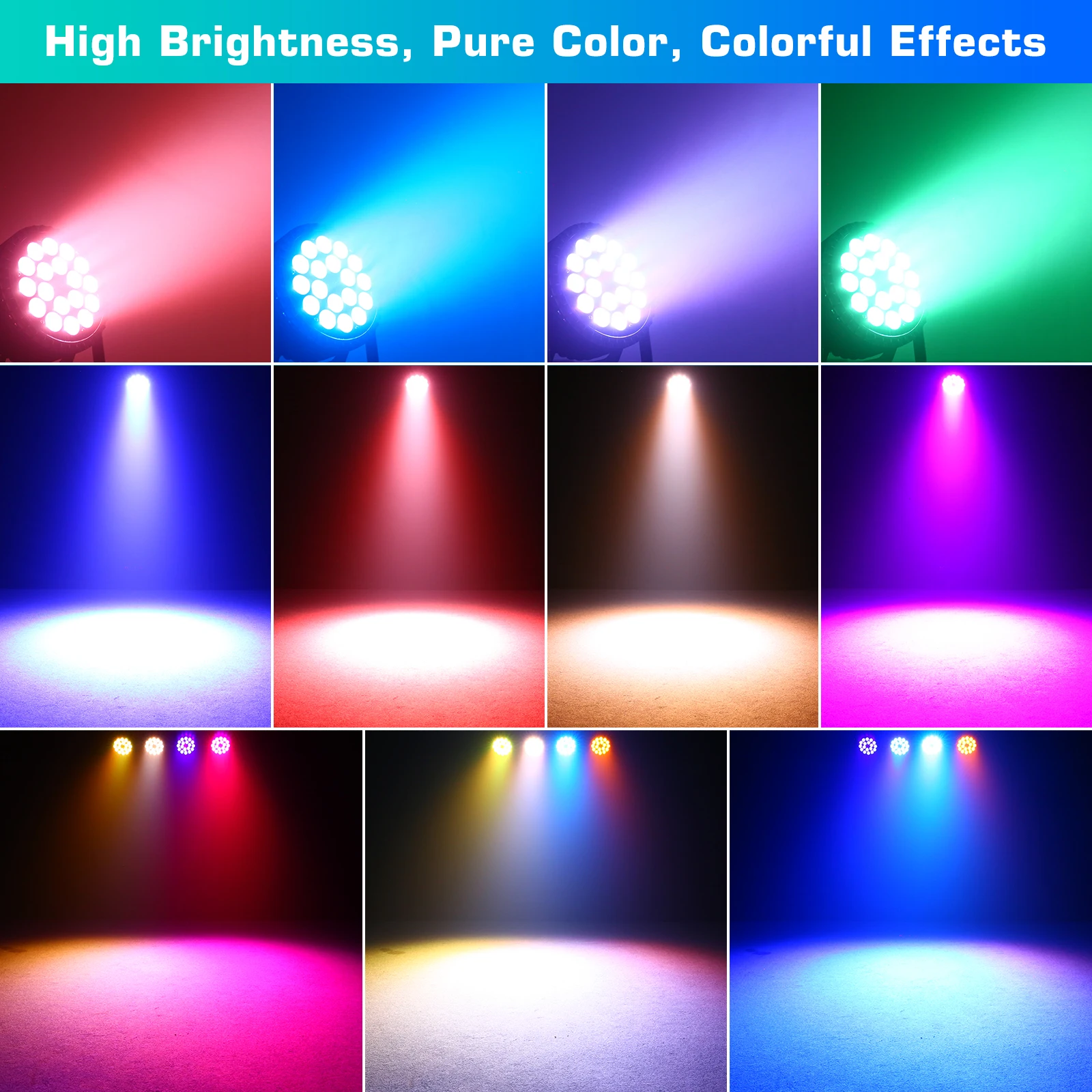 Somspot 4PCS 18x12W LED Par Light RGBWA+UV 6in1 Stage Effect Lighting Projection for Disco Party Concert Church Wedding Theater