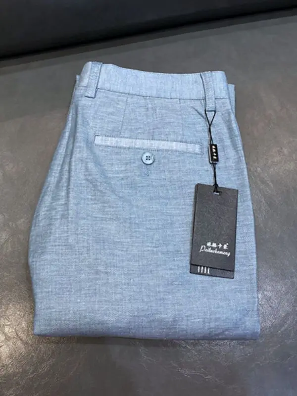 

Легкие мужские повседневные брюки прямого кроя для весны и лета, дышащие, удобные, универсальные, со средней посадкой, синие