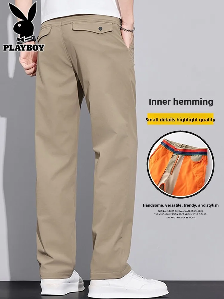 

Мужские повседневные брюки цвета хаки, свободные, прямого кроя, весна 2026, новые, универсальные, комфортные, брендовые повседневные брюки