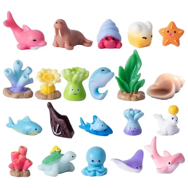 21Pcs Sea Creature Figurines Realistic Resin Colorful Marine Life Figures Bulk Interactive for Party Favors Sea Animals Figures