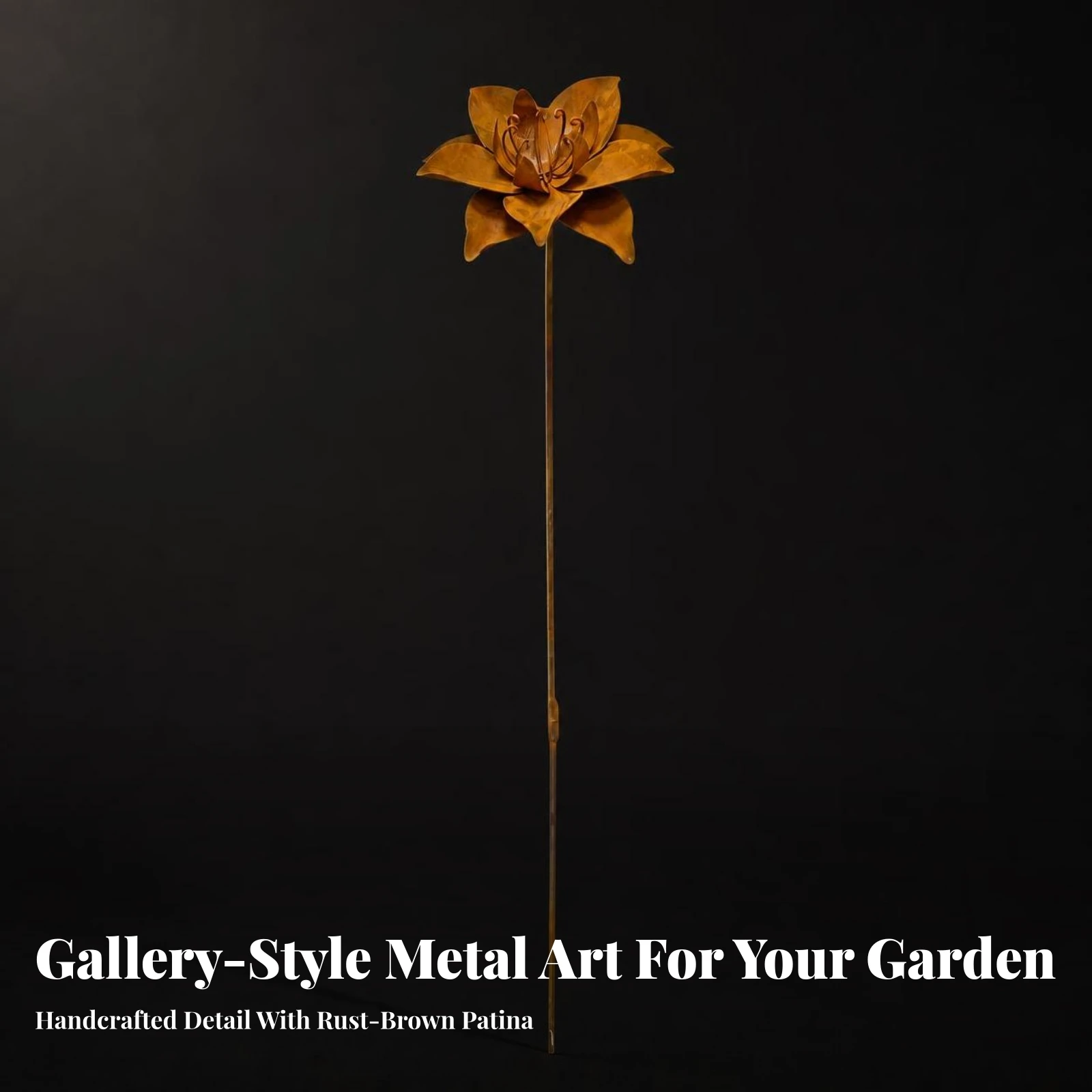Metal Flower Stake Sculpted Lily Flower Stake Rust-Resistant Low-Maintenance for Gardeners, Gardens, Yards