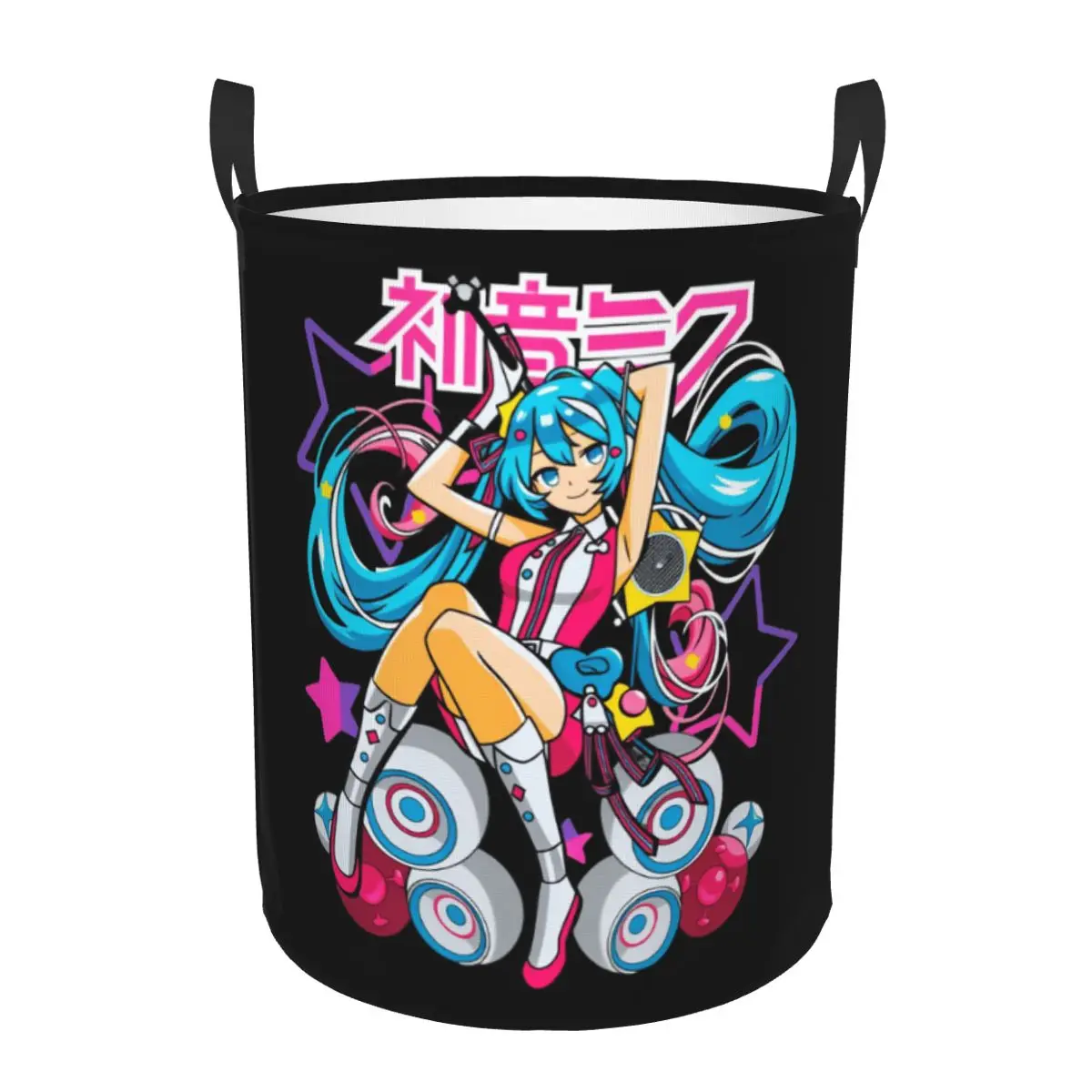 h-初音ミク-vocaloid-アニメ-ランドリーバスケット-大型収納バスケット-女の子-かわいい-リビングルーム-ランドリー整理用品