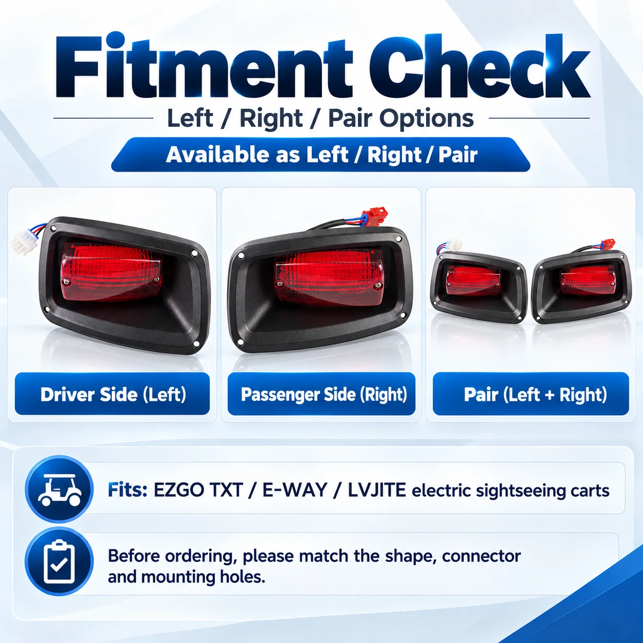 EZGO TXT Golf Cart Tail Light, Reverse Lamp & Turn Signal, Brake Light For E-WAY Sightseeing Cart