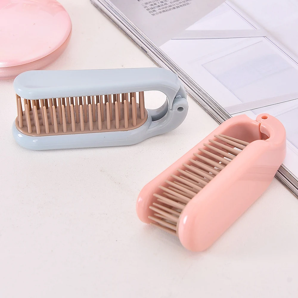 Pente de cabelo dobrável com dente macio, portátil, ondulação, escova de cabelo reta, anti estático, cabeça massageador, styling acessórios, viagem, 1PC