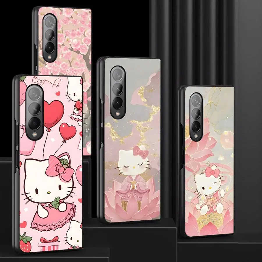 Funda trasera de teléfono para Samsung Galaxy ZFold6 ZFold7 ZFold3 ZFold4 ZFold5 Z Fold 7 6 5 4 3 Sanrio Vintage Hello Kitty
