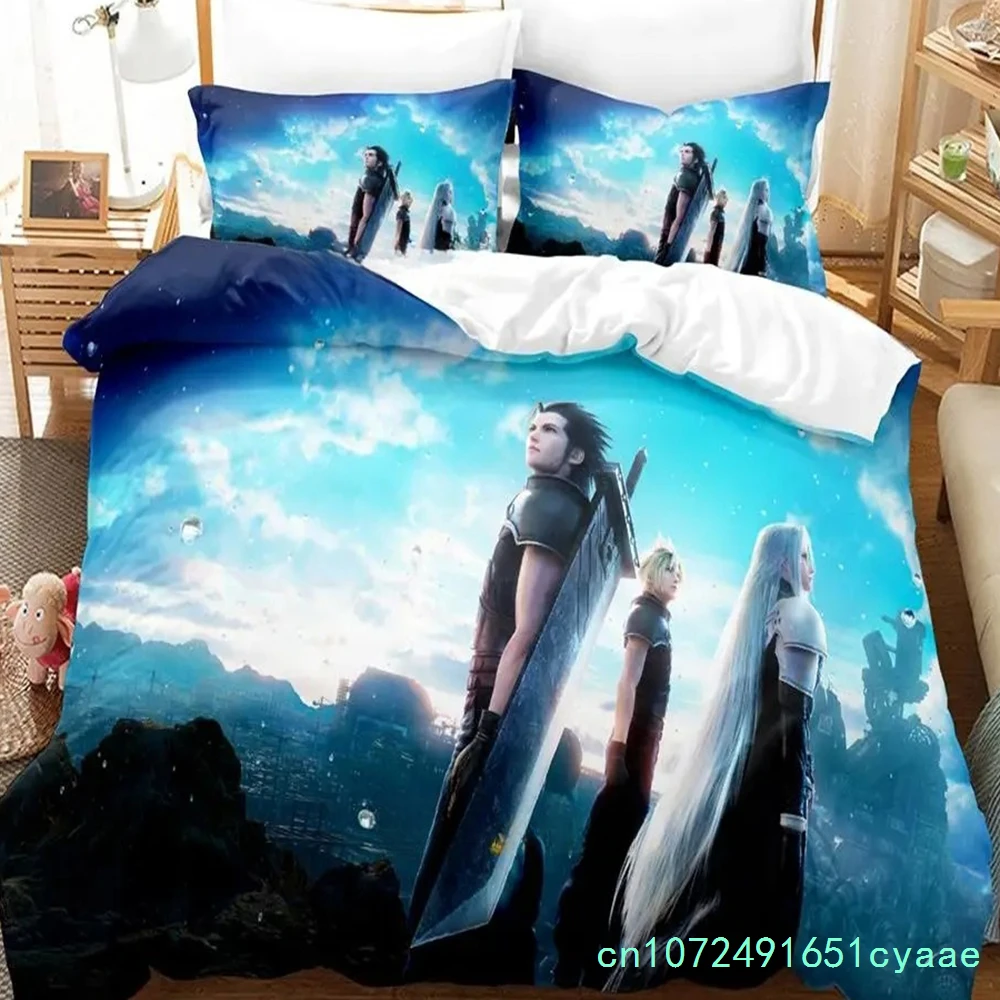 New Game Crisis Core Final Fantasy VII Bedding Set Cartoon Anime three-piece Set Adult Boys Bedroom Duvetcover Sets Couette