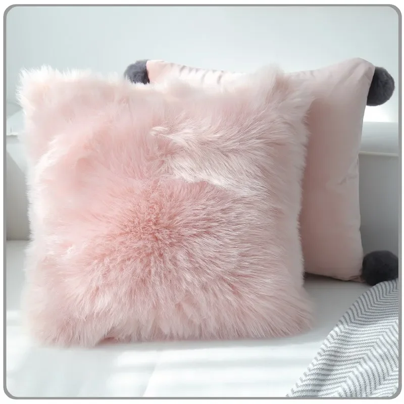 New Nordic Plush Pillowcase Wool Faux Fur Cushions Sofa Bed Furry Long Hair Cushion Princess Pillow Home Wedding Decoration