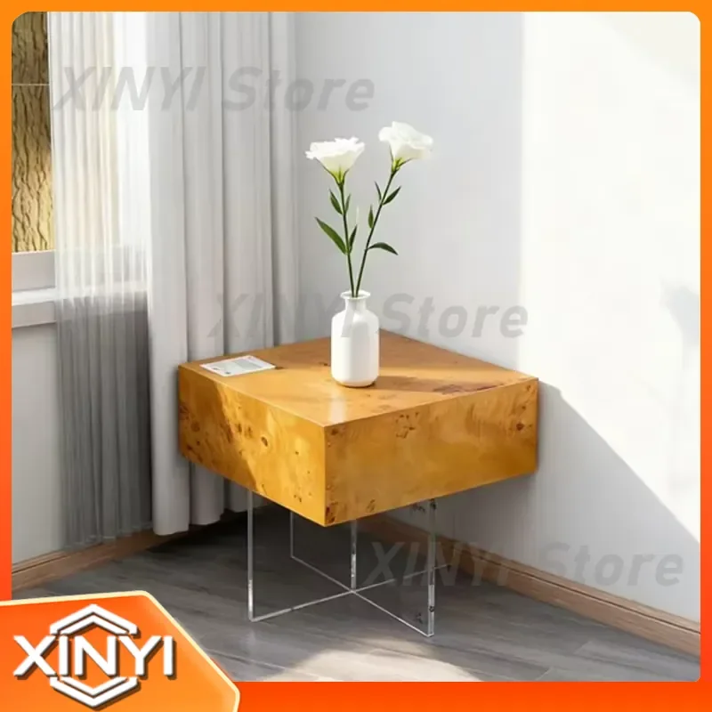 Acrylic Tree Tumor Veneer Coffee Table for Bedroom Bedside Dining Room Living Room Side Table European Style Furniture Modern