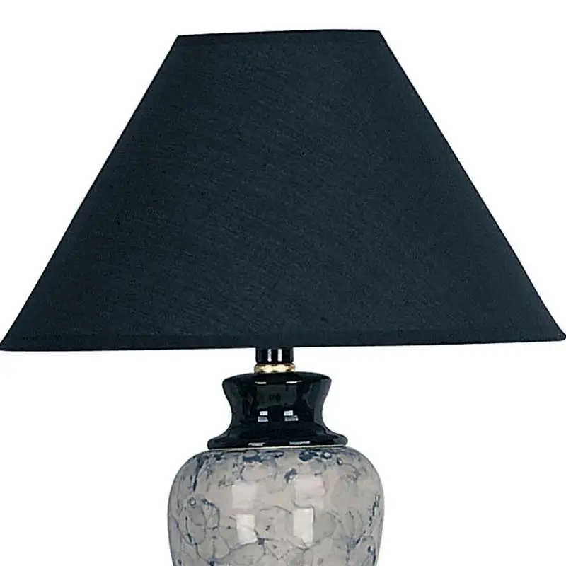 13-Inch Ceramic Table Lamp, Urn-Style with Black Finish & Linen Shade