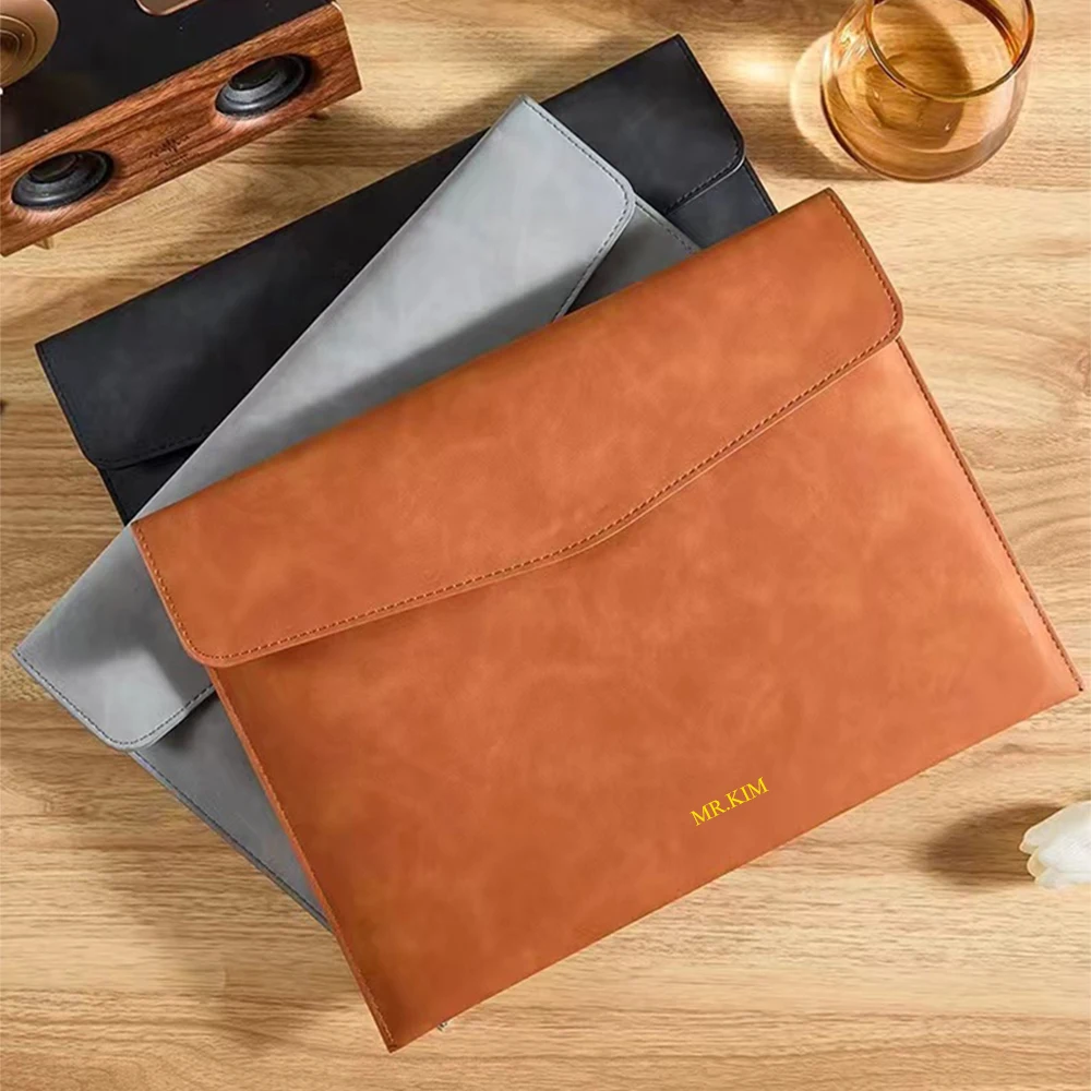 Business Büro Luxus Dokument Tasche PU Leder Benutzerdefinierte Name Große Kapazität A4 Papier Datei Tasche Mode Gravieren Logo Lagerung Taschen – Detail 18