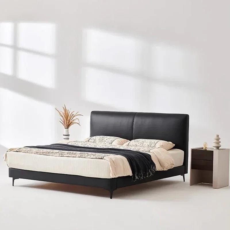 Leather Sleeping Massage Bed Design Wooden Simple Bedroom Bed Double Human Dog Headboards Letto Matrimoniale Home Furniture