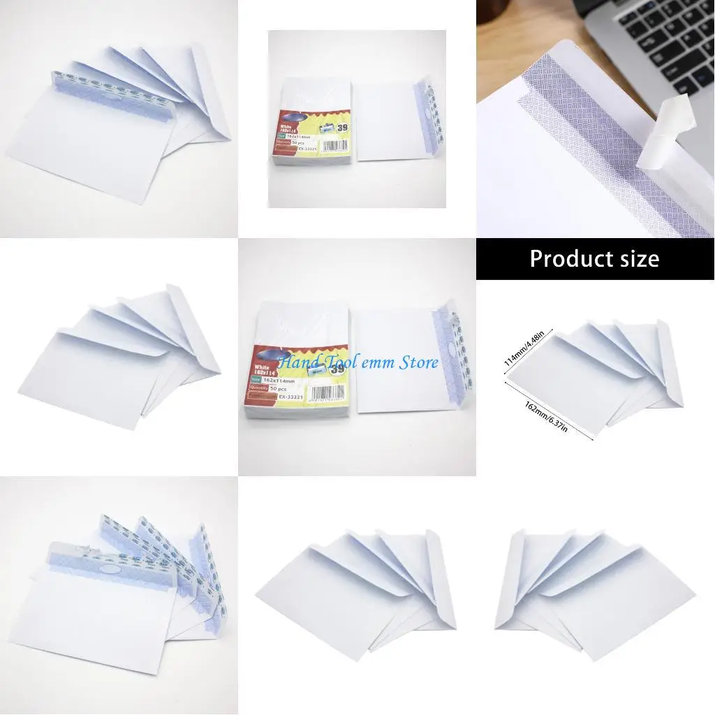 

H37F 50 шт. Конверты для документов из устойчивой к разрыву белой переработанной бумаги Mail