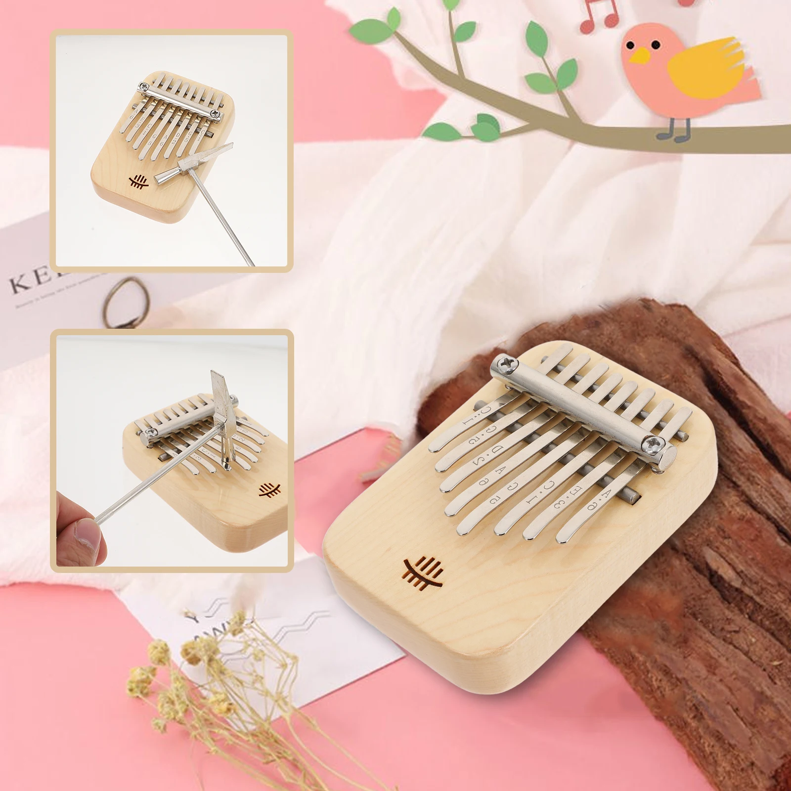 

Practical Lightweight Thumb Piano Portable Kalimba Finger Instrument Wooden Stainless Steel Outdoor Beginner Musics
