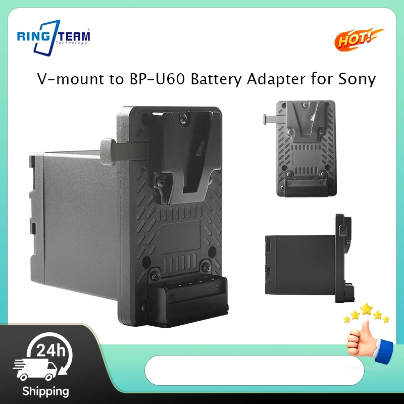 V-mount to BP-U60 Battery Adapter Full Decoding No Pop-ups for Sony PXW-Z280 Z190 X280 X160 FS5 FS7 EX260 for Video Production