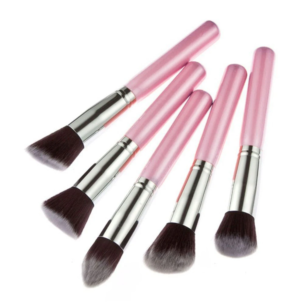 

10Pcs Beauty Brush Set Pink Advanced Synthetic Hair 14-19Cm Complete Kit for Flawless Base Contour Highlight and Detailed Eye