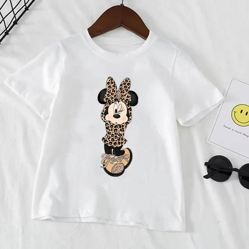 2026 جديد ديزني ميني ماوس الطفل الصيف قصيرة الأكمام تي شيرت الأبيض الاطفال تي شيرت للفتيات ملابس أطفال فتاة 1-12 سنة #2