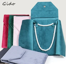 Bolsa de collar de perlas de franela de seda, bolsa de almacenamiento de collares portátil multicolor, cadena de cuentas de Jade, embalaje con hebilla colgante