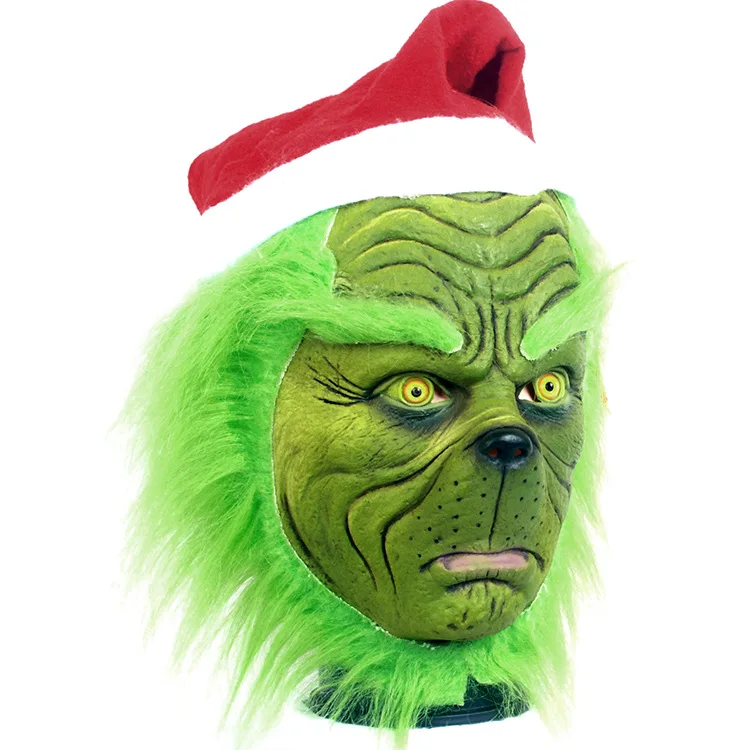 Kailoran Chubaka Mask Christmas Green's Latex Mask Green Fur Monster Headset Party Mask