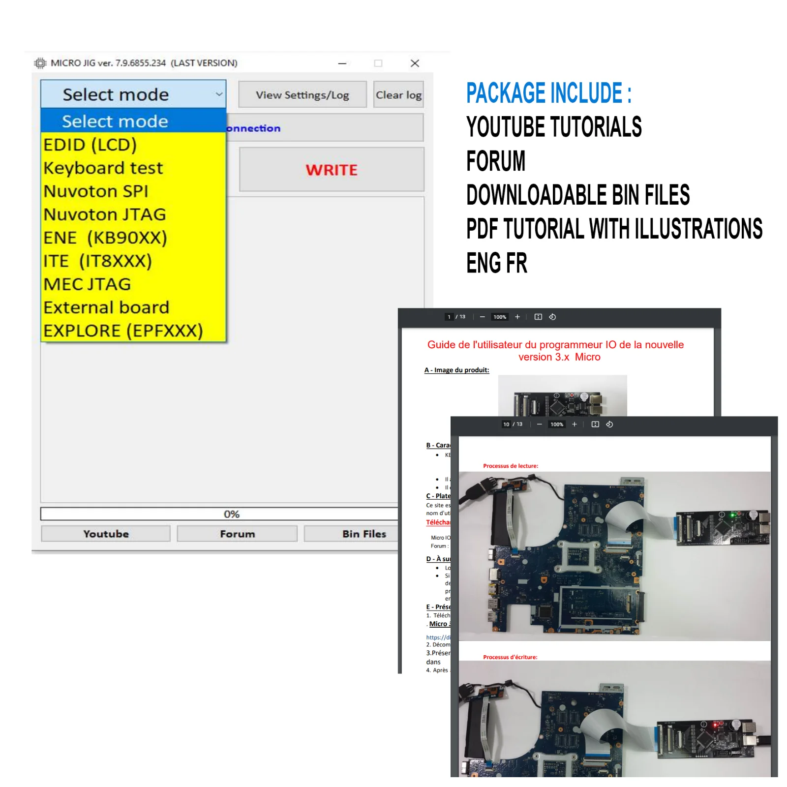 Original Full Set ENE,ITE,SMSC,Nuvoton Automatic USB Mic-io Programmer VER* 4.1