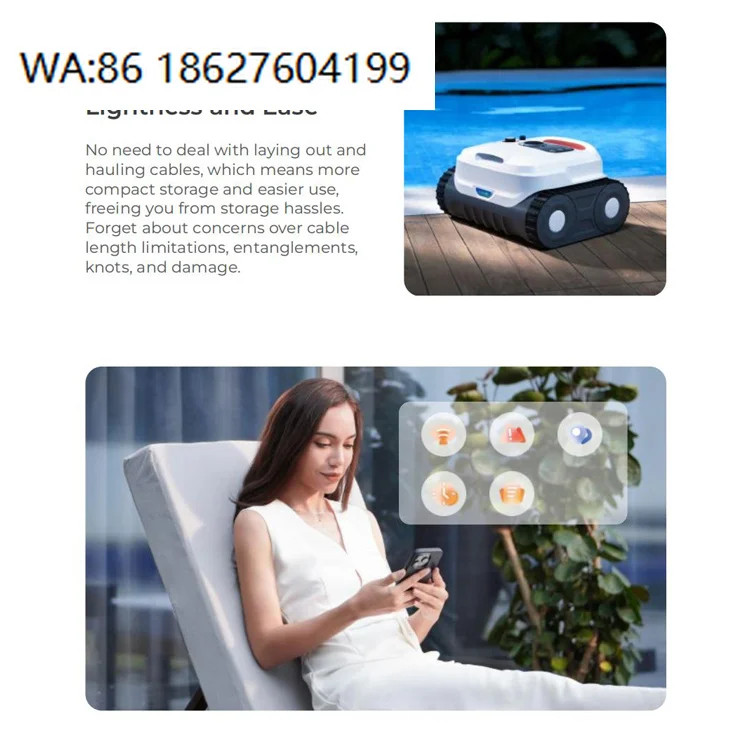 Pool Bottom Cleaner Lithium Battery Eco-Friendly Brushless Motor Wall Climbing Automatic