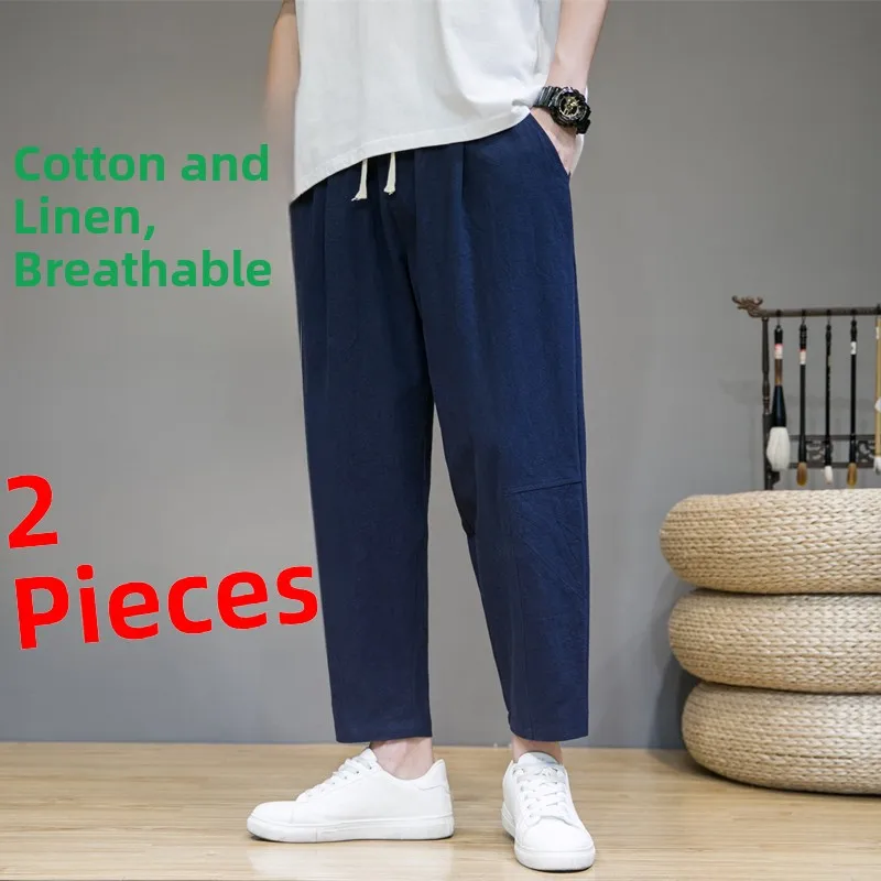 

Casual Cotton Lin Men's Pants Straight Leg Harlan Sle Spring Autumn Large Size Loose Fit Harlan Pants Youth Active Sle
