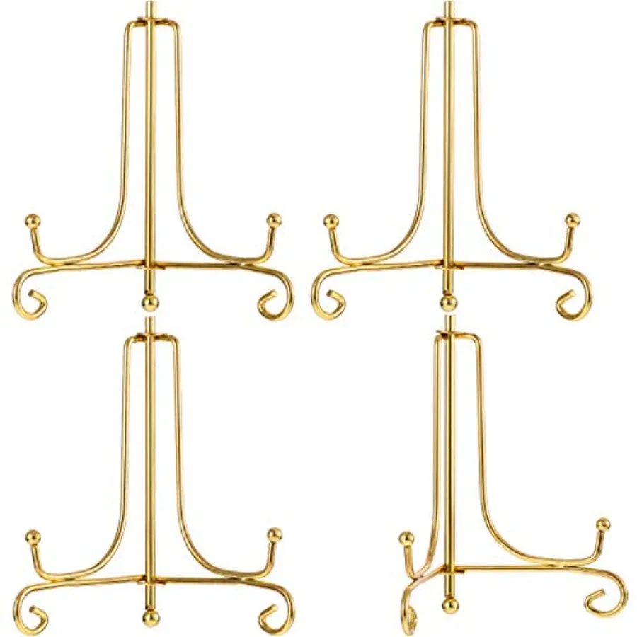 

4 упаковки, 4-дюймовая железная подставка для дисплея, золотая маленькая подставка для железной тарелки, держатель, мольберт для тарелок, фотографий, декоративные дисплеи, карты Ce Artw