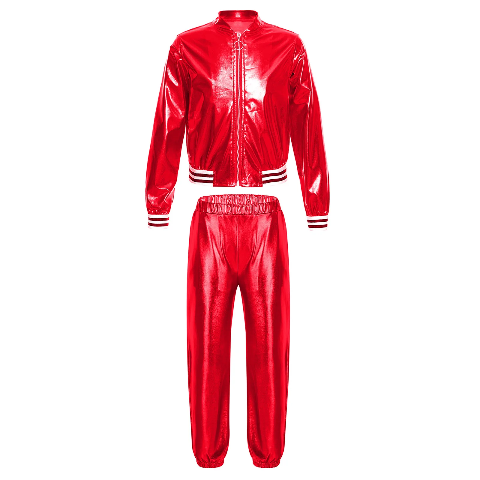 Shiny Metallic Children's Sweatshirts Carnival Outfit Jazz Hip-hop Modern Dance Costumes Kid Clothing Club Wear Party Streetwear