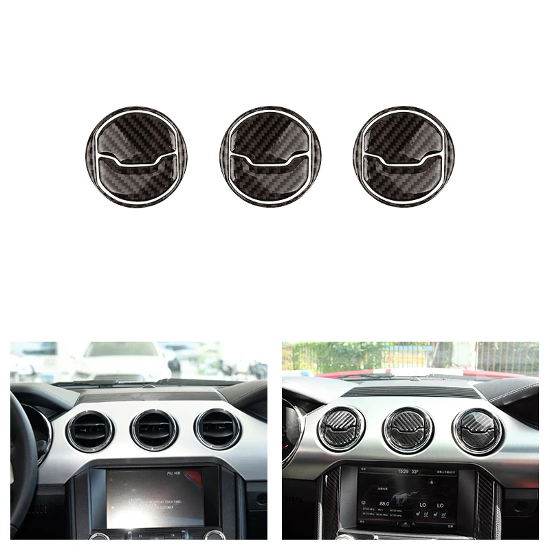 

For Ford Mustang 2015 2016 2017 Carbon Fiber Interior Center Console Air Conditioning Air Vent Outlet Cover Trim