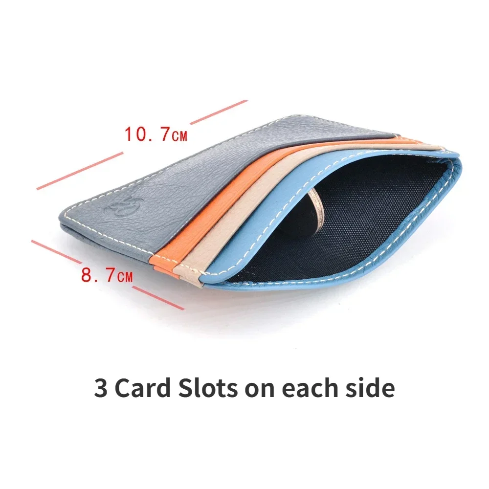 Retro First Layer Genuine Leather Card Bag with 7 Card Slot Super Thin 100% Real Leather Bank Card Holder Coin Purse Sort Wallet