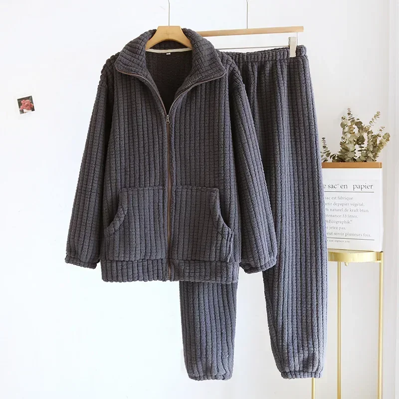 2023 neue Herbst/Winter Pyjama Set Paar Flanell Langarm Hosen Zwei Stück Korallen Fleece Hause Pelz für männer und Frauen