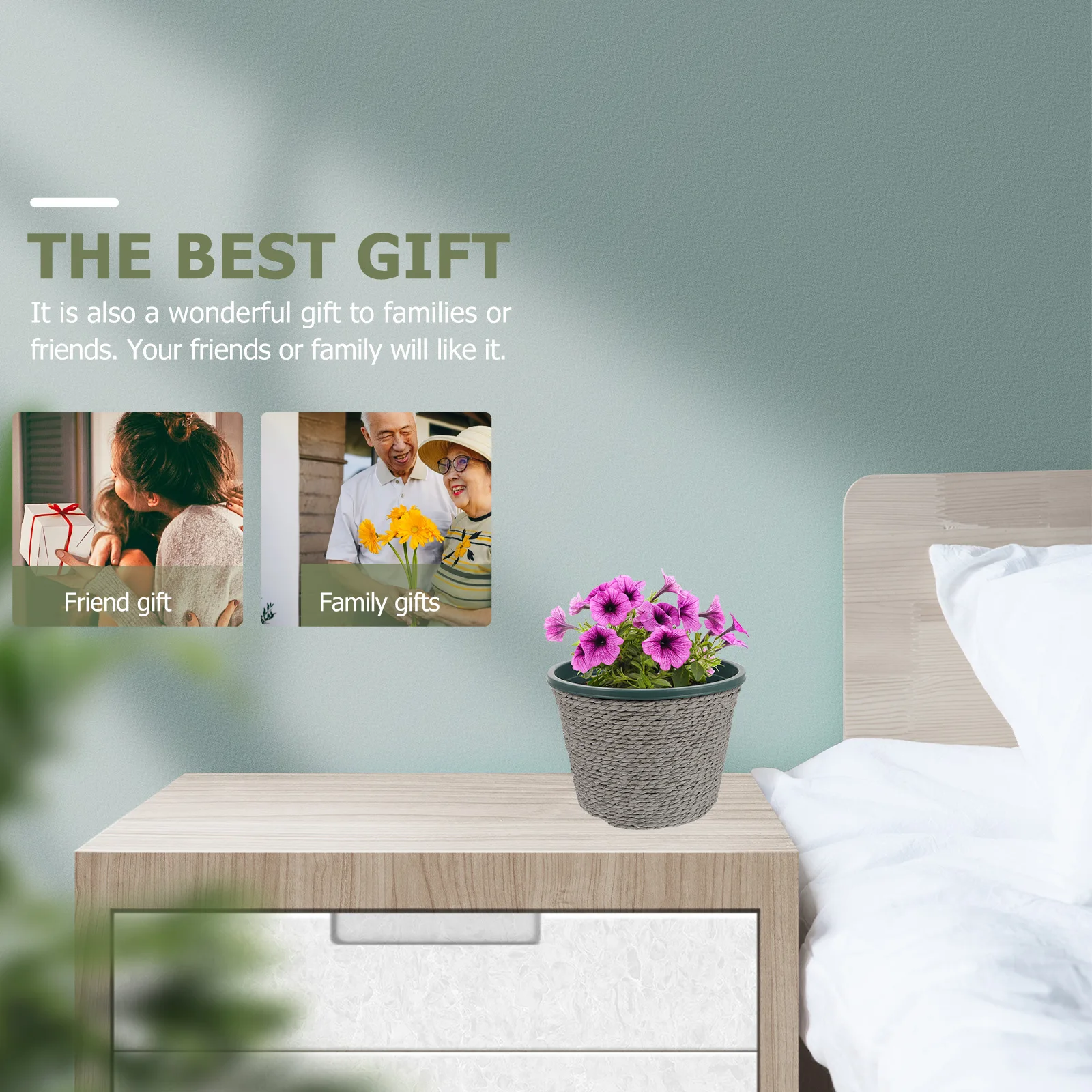 

Plant Potted Storage Basket Flower Holder Flowerpot for Home Adornment Display Ornament Decor Rope Woven Planting Baskets