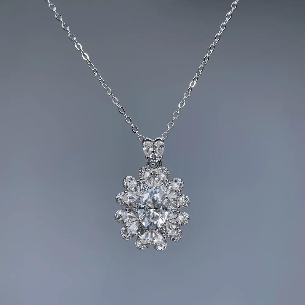 MuShan Luxury Jewelry 925 Sterling Silver Necklace Belcher Luxury Marquise Moissanite for Women Platinum Plated MST Patent GRA