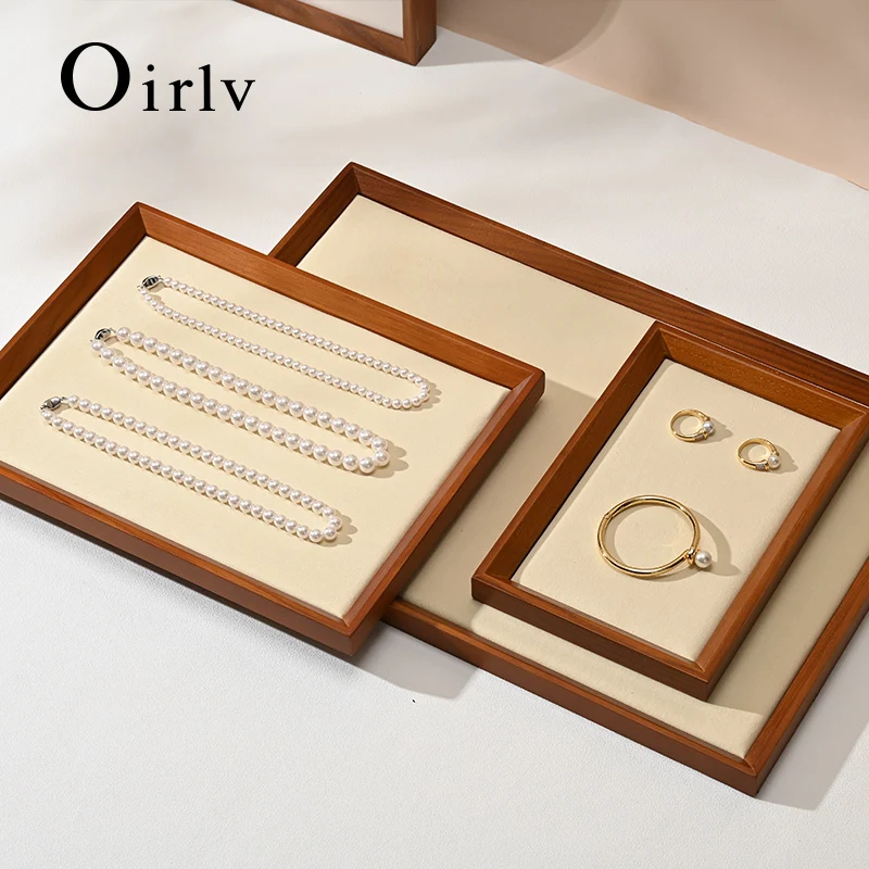 

Модный деревянный поднос для украшений Oirlv: для колец, серег, браслетов, ожерелий. Прямоугольная подставка-витрина для ювелирных изделий. Новинка.